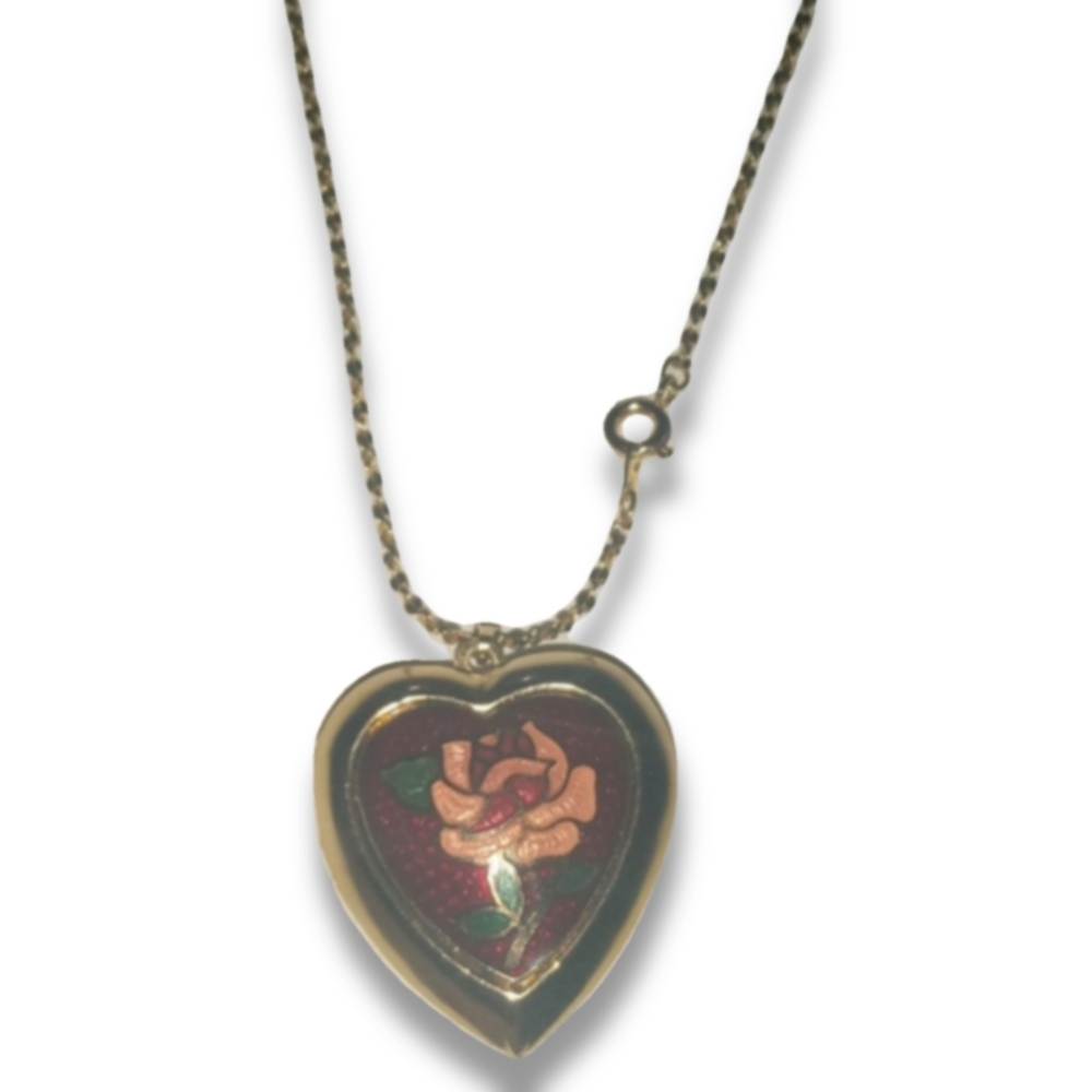 Pink rose open up necklace